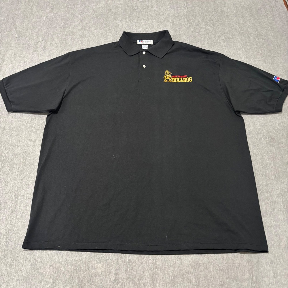 Vintage Russell Athletic‎ Mens XXL Black Polo Shirt True Temper Bulldog Made USA - Picture 2 of 8